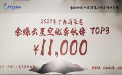 廣州凱盟被授予2020年金蝶雲星空優秀夥伴稱号